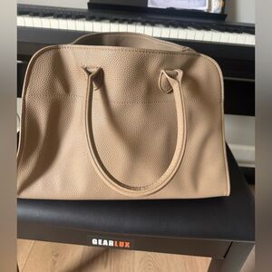 Taupe leather handbag